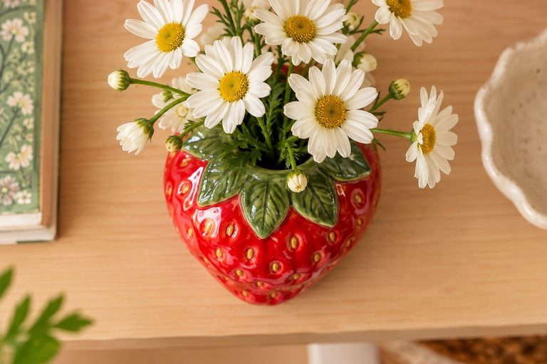 Air Dry Clay Strawberry Vase
