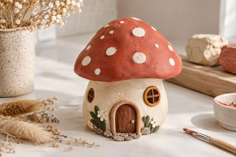 How to Make an Air Dry Clay Mushroom House: Easy DIY Tutorial