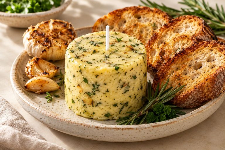 Edible Butter Candle: Easy Garlic Herb Butter Candle for Bread