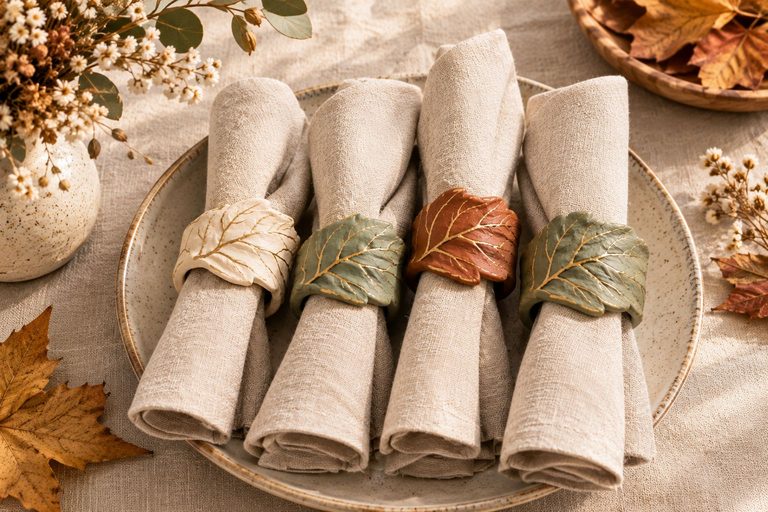 How to Make Air Dry Clay Leaf Napkin Rings